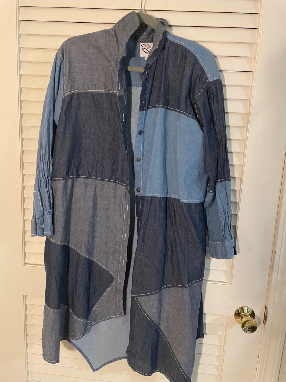 MSquare by Neetu Malik Lg Patchwork Longline Lagenlook Button Down Shirt Dress